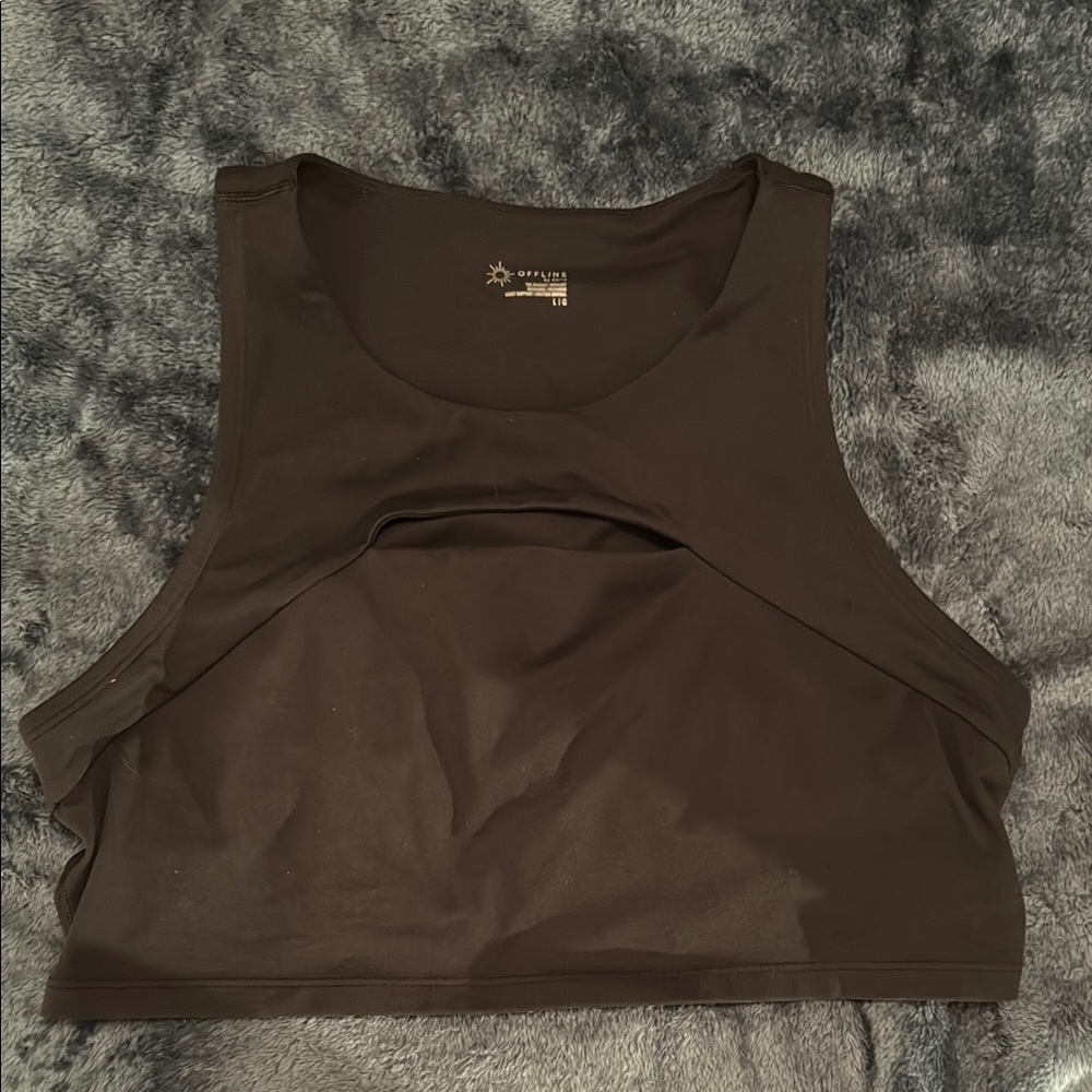 Aerie Brown Sleeveless Cut Out Tank Top